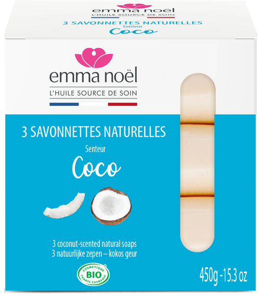 Emma Noël -- Savonnettes coco bio - 3 x 150 g